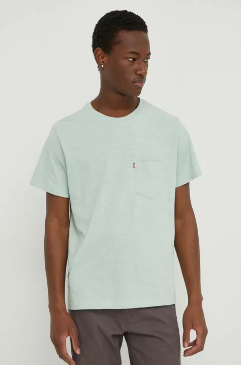 Βαμβακερό μπλουζάκι Levi's ανδρικά, χρώμα: πράσινο