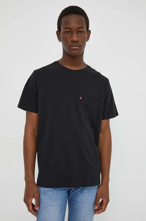 Βαμβακερό μπλουζάκι Levi's ανδρικά, χρώμα: μαύρο
