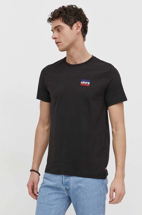 Levi's t-shirt bawełniany 2-pack męski kolor czarny z nadrukiem