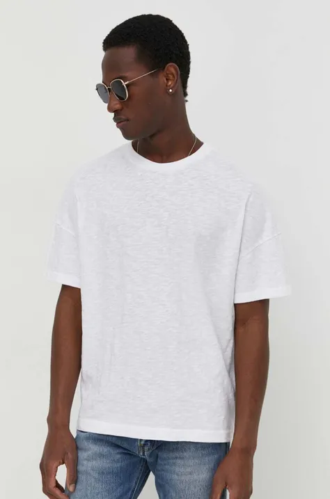 American Vintage t-shirt bawełniany T-SHIRT ML COL ROND męski kolor biały gładki MBYSA02AE24