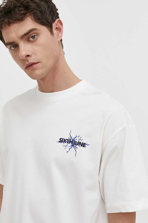 Хлопковая футболка Sixth June мужской цвет белый с принтом