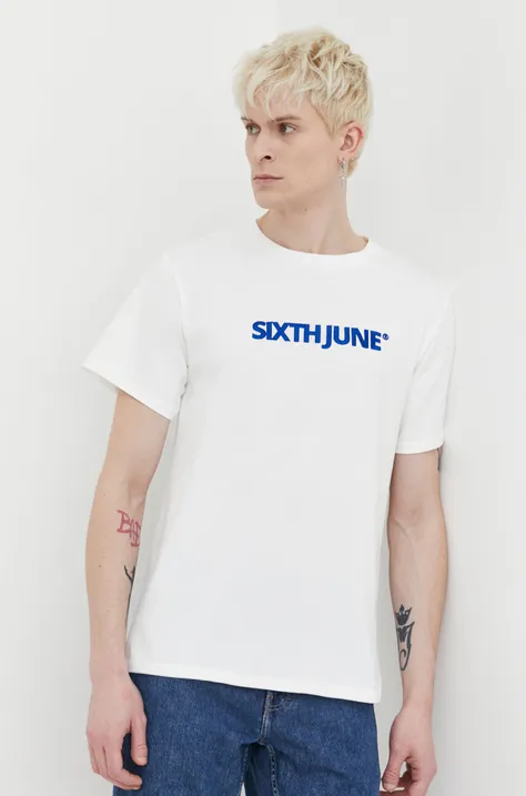 Хлопковая футболка Sixth June мужской цвет белый с аппликацией