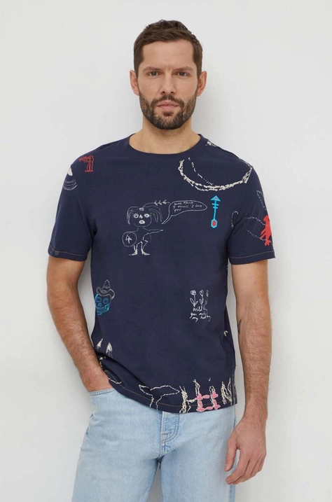 Desigual t-shirt bawełniany MARTIN męski kolor granatowy wzorzysty 24SMTK23