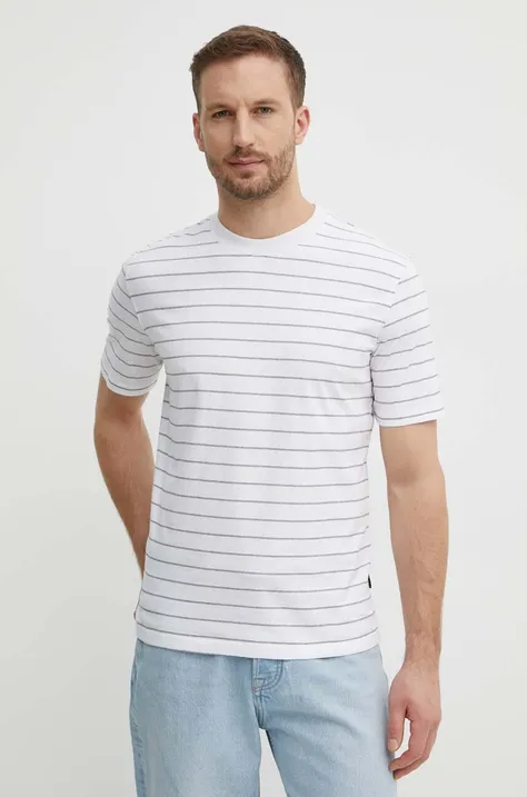 Βαμβακερό μπλουζάκι Sisley ανδρικά, χρώμα: άσπρο
