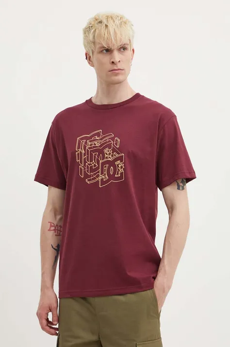 DC t-shirt bawełniany Rebuild męski kolor bordowy z nadrukiem ADYZT05337