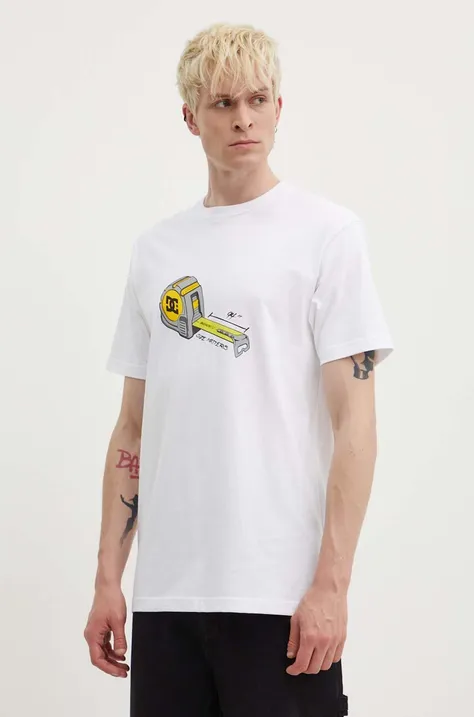 Βαμβακερό μπλουζάκι DC Size Matters ανδρικό, χρώμα: άσπρο, ADYZT05338