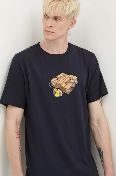 Bavlnené tričko DC Handmade pánske, tmavomodrá farba, s potlačou, ADYZT05339
