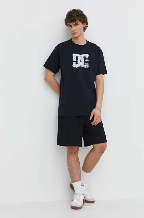 Хлопковая футболка DC Sketchy мужская цвет чёрный с принтом ADYZT05357