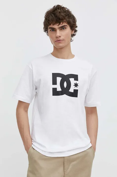 DC t-shirt bawełniany Star męski kolor biały z nadrukiem ADYZT05373