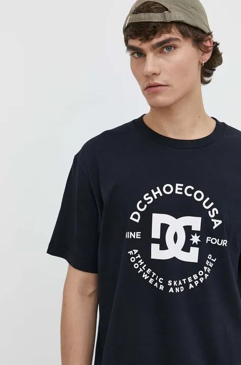 DC t-shirt bawełniany męski kolor granatowy z nadrukiem ADYZT05376