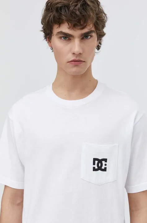 DC t-shirt bawełniany męski kolor biały z nadrukiem ADYZT05377
