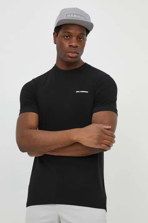 Majica kratkih rukava Karl Lagerfeld za muškarce, boja: crna, bez uzorka, 542221.755020