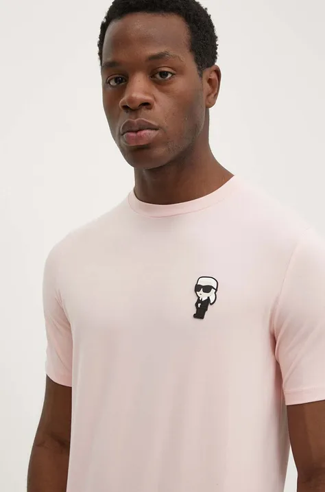 Kratka majica Karl Lagerfeld moška, roza barva, 542221.755027