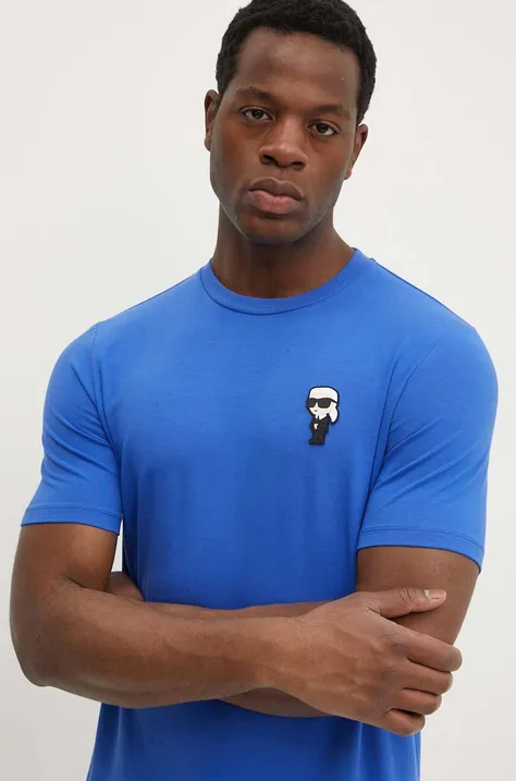Тениска Karl Lagerfeld в синьо с апликация 542221.755027