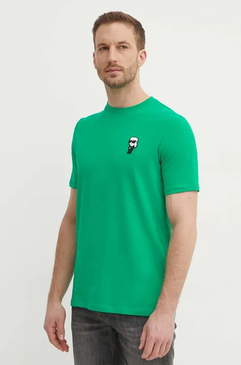 Tričko Karl Lagerfeld pánske, zelená farba, s nášivkou, 542221.755027