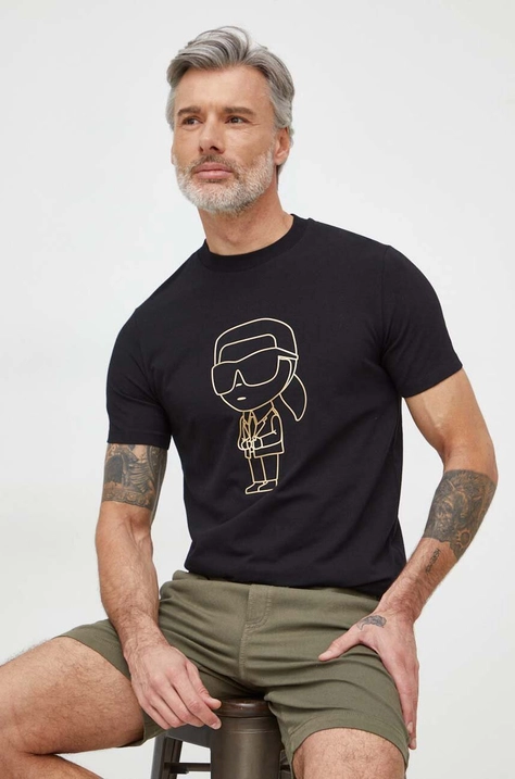 Karl Lagerfeld t-shirt męski kolor czarny z nadrukiem