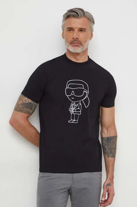 Majica kratkih rukava Karl Lagerfeld za muškarce, boja: crna, s tiskom, 542221.755054