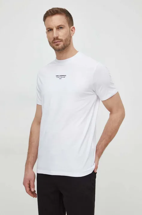 Majica kratkih rukava Karl Lagerfeld za muškarce, boja: bijela, s tiskom
