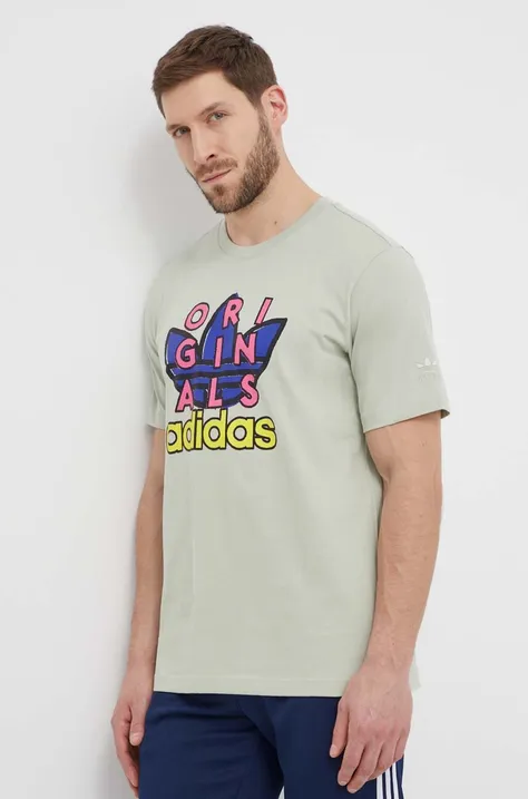 adidas Originals tricou din bumbac bărbați, culoarea verde, cu imprimeu IS0231