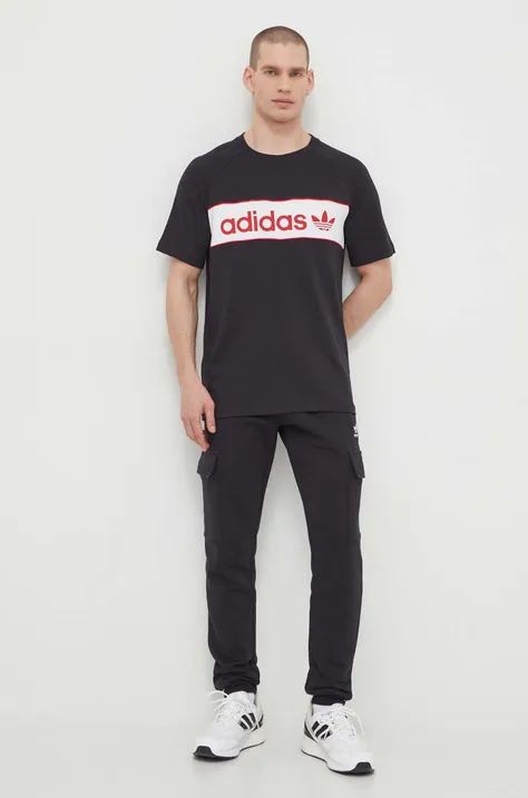 Bavlnené tričko adidas Originals pánsky, čierna farba, s potlačou