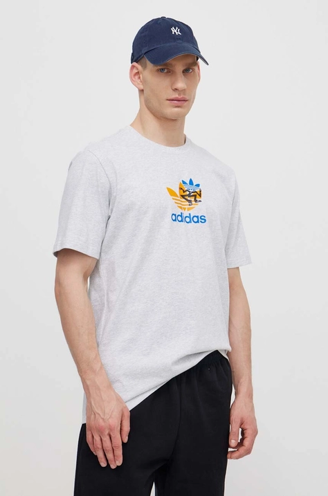 adidas Originals t-shirt bawełniany męski kolor szary z nadrukiem IS2912