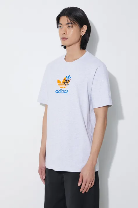 adidas Originals cotton t-shirt men’s gray color with a print IS2912
