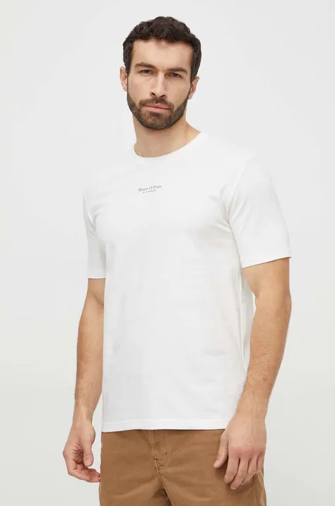 Bavlnené tričko Marc O'Polo pánsky, béžová farba, s potlačou