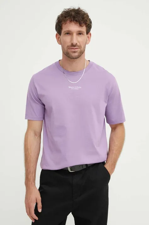 Marc O'Polo t-shirt bawełniany męski kolor fioletowy z nadrukiem