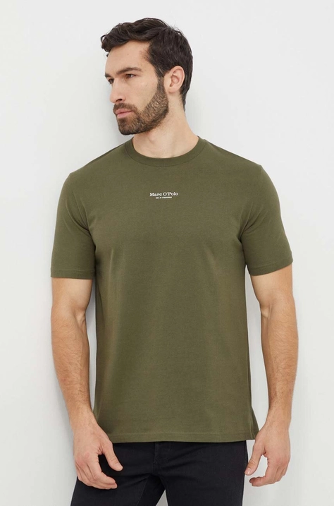 Marc O'Polo tricou din bumbac barbati, culoarea verde, cu imprimeu