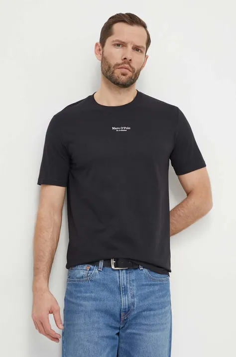Bavlnené tričko Marc O'Polo pánsky, čierna farba, s potlačou
