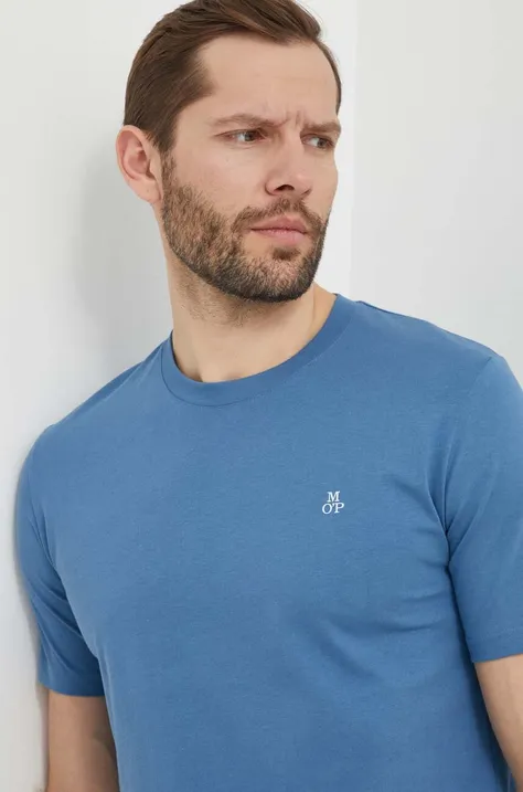 Памучна тениска Marc O'Polo в синьо с изчистен дизайн