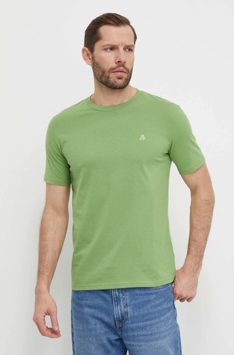 Marc O'Polo tricou din bumbac barbati, culoarea verde, neted