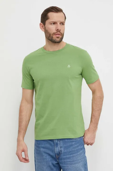 Bavlnené tričko Marc O'Polo pánsky, zelená farba, jednofarebný