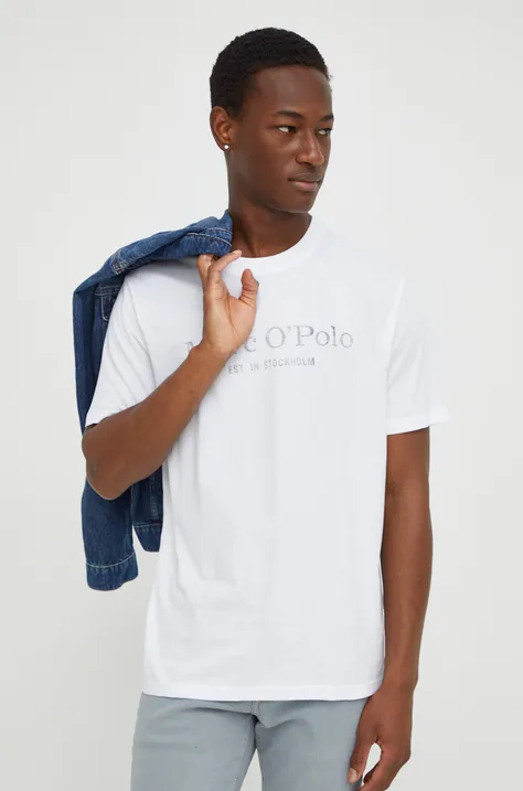 Bavlnené tričko Marc O'Polo 2-pak pánsky, tmavomodrá farba, s potlačou