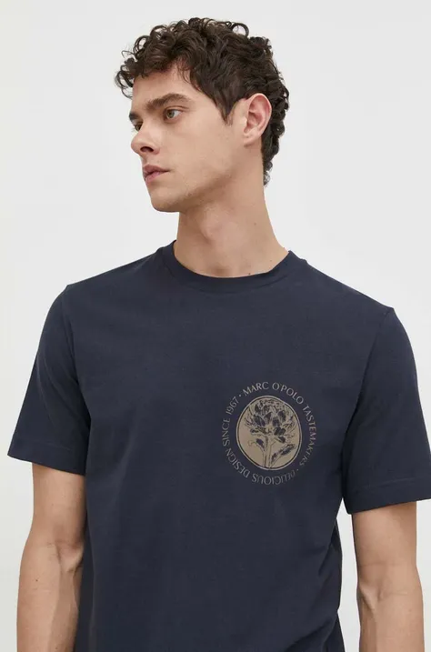 Bombažna kratka majica Marc O'Polo moški, mornarsko modra barva