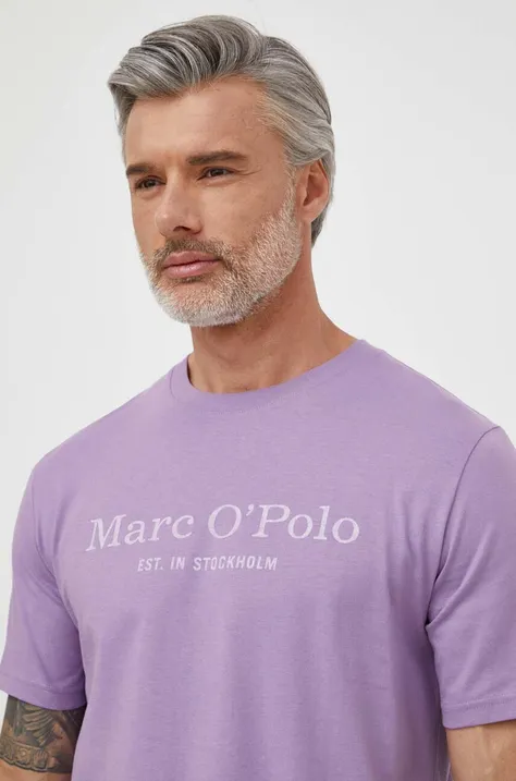 Pamučna majica Marc O'Polo za muškarce, boja: ljubičasta, s tiskom