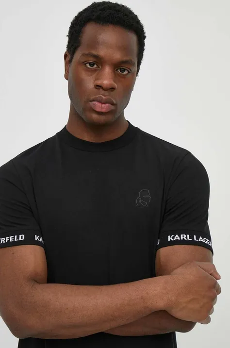 Тениска Karl Lagerfeld в черно с изчистен дизайн 542221.755023