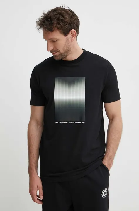 Karl Lagerfeld t-shirt męski kolor czarny z nadrukiem 542221.755036