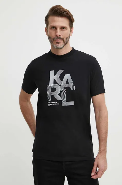 Футболка Karl Lagerfeld чоловіча колір чорний з принтом 542221.755037