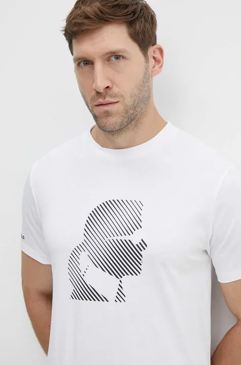 Хлопковая футболка Karl Lagerfeld мужская цвет белый с принтом 542224.755052