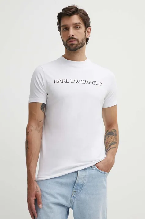 Karl Lagerfeld t-shirt męski kolor biały z nadrukiem 542221.755053