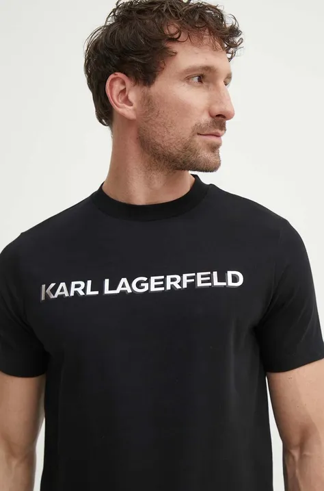 Тениска Karl Lagerfeld в черно с принт 542221.755053