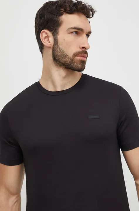 Pamučna majica Calvin Klein za muškarce, boja: crna, bez uzorka, K10K112229