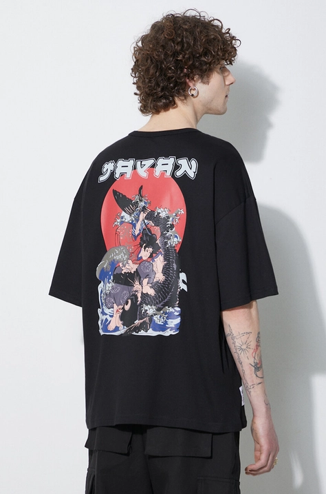 Alpha Industries t-shirt bawełniany Japan Wave Warrior męski kolor czarny z nadrukiem 146513