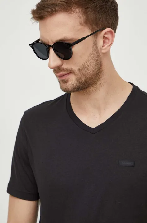 Pamučna majica Calvin Klein za muškarce, boja: crna, bez uzorka