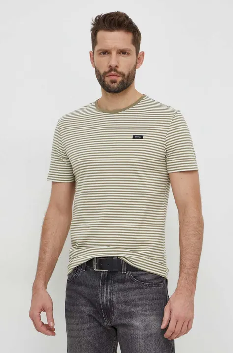 Pamučna majica Calvin Klein za muškarce, boja: zelena, s uzorkom