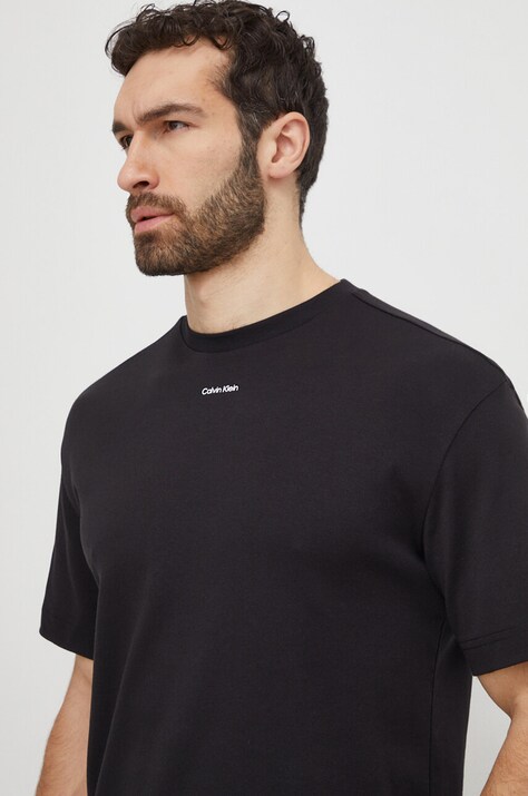 Хлопковая футболка Calvin Klein мужская цвет чёрный однотонная K10K112487