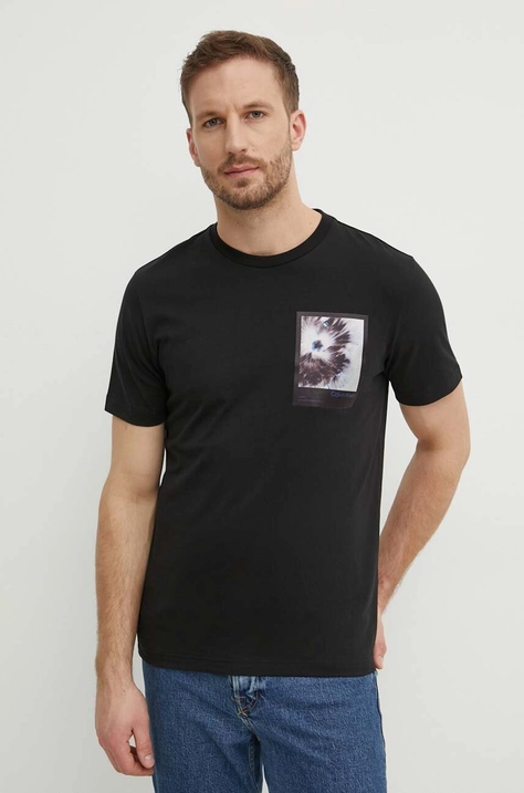 Calvin Klein t-shirt bawełniany męski kolor czarny z nadrukiem K10K112492