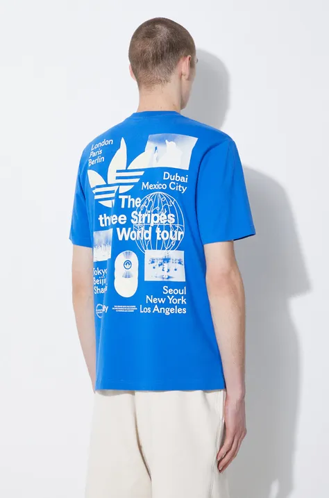 adidas Originals cotton t-shirt men’s blue color with a print IS0182