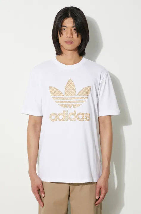 Хлопковая футболка adidas Originals мужская цвет белый с принтом IS0261